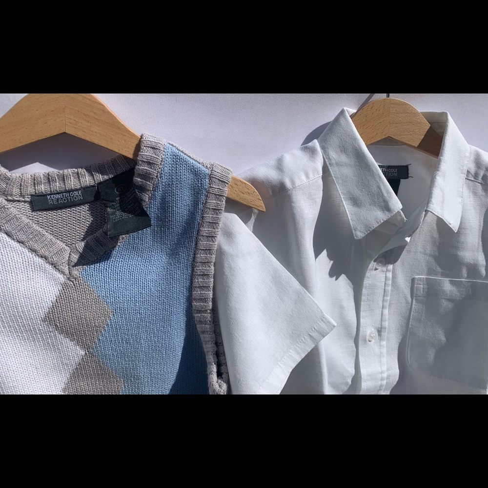 💯 original Kenneth Cole reaction Linen shirt & vest (sell as unit only) - Picture 2 of 5